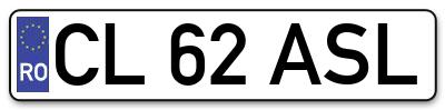 Placuta inmatriculare numar auto  CL-62-ASL, CL 62 ASL, CL62ASL