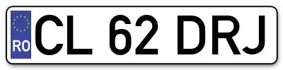 Placuta inmatriculare numar auto  CL-62-DRJ, CL 62 DRJ, CL62DRJ
