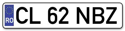 Placuta inmatriculare numar auto  CL-62-NBZ, CL 62 NBZ, CL62NBZ
