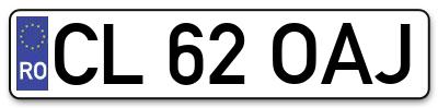 Placuta inmatriculare numar auto  CL-62-OAJ, CL 62 OAJ, CL62OAJ