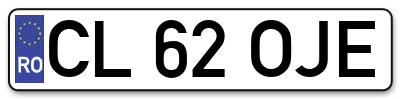 Placuta inmatriculare numar auto  CL-62-OJE, CL 62 OJE, CL62OJE