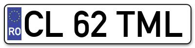 Placuta inmatriculare numar auto  CL-62-TML, CL 62 TML, CL62TML