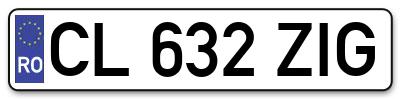 Placuta inmatriculare numar auto  CL-632-ZIG, CL 632 ZIG, CL632ZIG