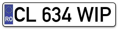 Placuta inmatriculare numar auto  CL-634-WIP, CL 634 WIP, CL634WIP