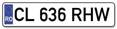 Placuta inmatriculare numar auto  CL-636-RHW, CL 636 RHW, CL636RHW