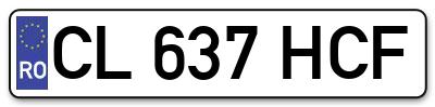 Placuta inmatriculare numar auto  CL-637-HCF, CL 637 HCF, CL637HCF