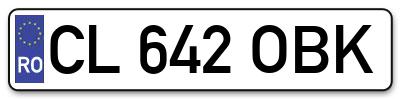 Placuta inmatriculare numar auto  CL-642-OBK, CL 642 OBK, CL642OBK