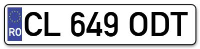 Placuta inmatriculare numar auto  CL-649-ODT, CL 649 ODT, CL649ODT