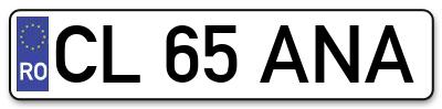 Placuta inmatriculare numar auto  CL-65-ANA, CL 65 ANA, CL65ANA