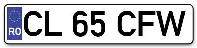 Placuta inmatriculare numar auto  CL-65-CFW, CL 65 CFW, CL65CFW