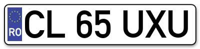 Placuta inmatriculare numar auto  CL-65-UXU, CL 65 UXU, CL65UXU