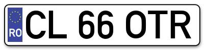 Placuta inmatriculare numar auto  CL-66-OTR, CL 66 OTR, CL66OTR