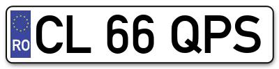 Placuta inmatriculare numar auto  CL-66-QPS, CL 66 QPS, CL66QPS