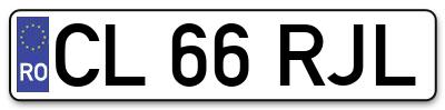 Placuta inmatriculare numar auto  CL-66-RJL, CL 66 RJL, CL66RJL