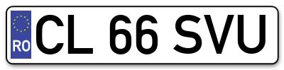 Placuta inmatriculare numar auto  CL-66-SVU, CL 66 SVU, CL66SVU