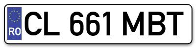 Placuta inmatriculare numar auto  CL-661-MBT, CL 661 MBT, CL661MBT