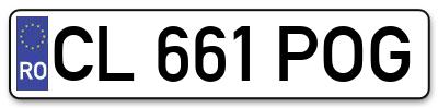 Placuta inmatriculare numar auto  CL-661-POG, CL 661 POG, CL661POG