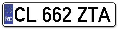 Placuta inmatriculare numar auto  CL-662-ZTA, CL 662 ZTA, CL662ZTA