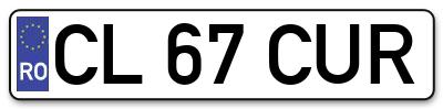 Placuta inmatriculare numar auto  CL-67-CUR, CL 67 CUR, CL67CUR