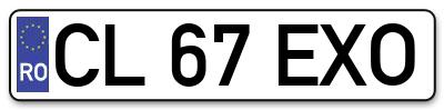 Placuta inmatriculare numar auto  CL-67-EXO, CL 67 EXO, CL67EXO