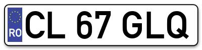 Placuta inmatriculare numar auto  CL-67-GLQ, CL 67 GLQ, CL67GLQ