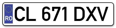 Placuta inmatriculare numar auto  CL-671-DXV, CL 671 DXV, CL671DXV