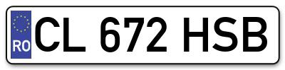 Placuta inmatriculare numar auto  CL-672-HSB, CL 672 HSB, CL672HSB