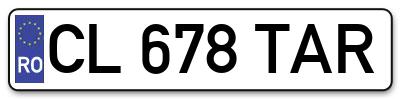 Placuta inmatriculare numar auto  CL-678-TAR, CL 678 TAR, CL678TAR