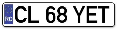 Placuta inmatriculare numar auto  CL-68-YET, CL 68 YET, CL68YET