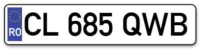 Placuta inmatriculare numar auto  CL-685-QWB, CL 685 QWB, CL685QWB
