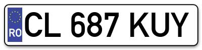 Placuta inmatriculare numar auto  CL-687-KUY, CL 687 KUY, CL687KUY
