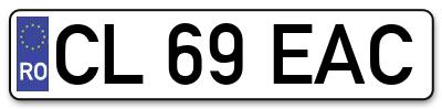 Placuta inmatriculare numar auto  CL-69-EAC, CL 69 EAC, CL69EAC
