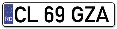 Placuta inmatriculare numar auto  CL-69-GZA, CL 69 GZA, CL69GZA