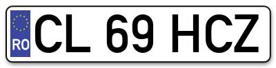 Placuta inmatriculare numar auto  CL-69-HCZ, CL 69 HCZ, CL69HCZ