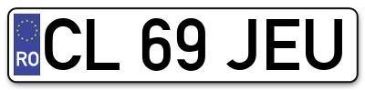 Placuta inmatriculare numar auto  CL-69-JEU, CL 69 JEU, CL69JEU