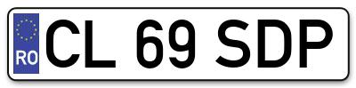 Placuta inmatriculare numar auto  CL-69-SDP, CL 69 SDP, CL69SDP