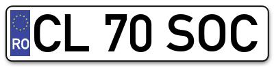 Placuta inmatriculare numar auto  CL-70-SOC, CL 70 SOC, CL70SOC