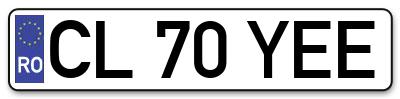 Placuta inmatriculare numar auto  CL-70-YEE, CL 70 YEE, CL70YEE