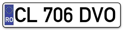 Placuta inmatriculare numar auto  CL-706-DVO, CL 706 DVO, CL706DVO