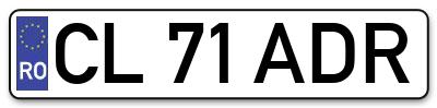 Placuta inmatriculare numar auto  CL-71-ADR, CL 71 ADR, CL71ADR