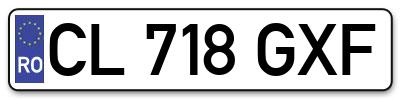 Placuta inmatriculare numar auto  CL-718-GXF, CL 718 GXF, CL718GXF