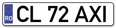 Placuta inmatriculare numar auto  CL-72-AXI, CL 72 AXI, CL72AXI