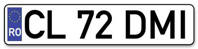 Placuta inmatriculare numar auto  CL-72-DMI, CL 72 DMI, CL72DMI