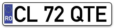 Placuta inmatriculare numar auto  CL-72-QTE, CL 72 QTE, CL72QTE