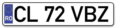 Placuta inmatriculare numar auto  CL-72-VBZ, CL 72 VBZ, CL72VBZ