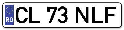 Placuta inmatriculare numar auto  CL-73-NLF, CL 73 NLF, CL73NLF