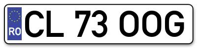Placuta inmatriculare numar auto  CL-73-OOG, CL 73 OOG, CL73OOG