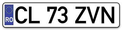 Placuta inmatriculare numar auto  CL-73-ZVN, CL 73 ZVN, CL73ZVN