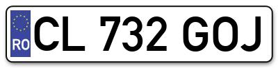 Placuta inmatriculare numar auto  CL-732-GOJ, CL 732 GOJ, CL732GOJ