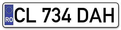Placuta inmatriculare numar auto  CL-734-DAH, CL 734 DAH, CL734DAH